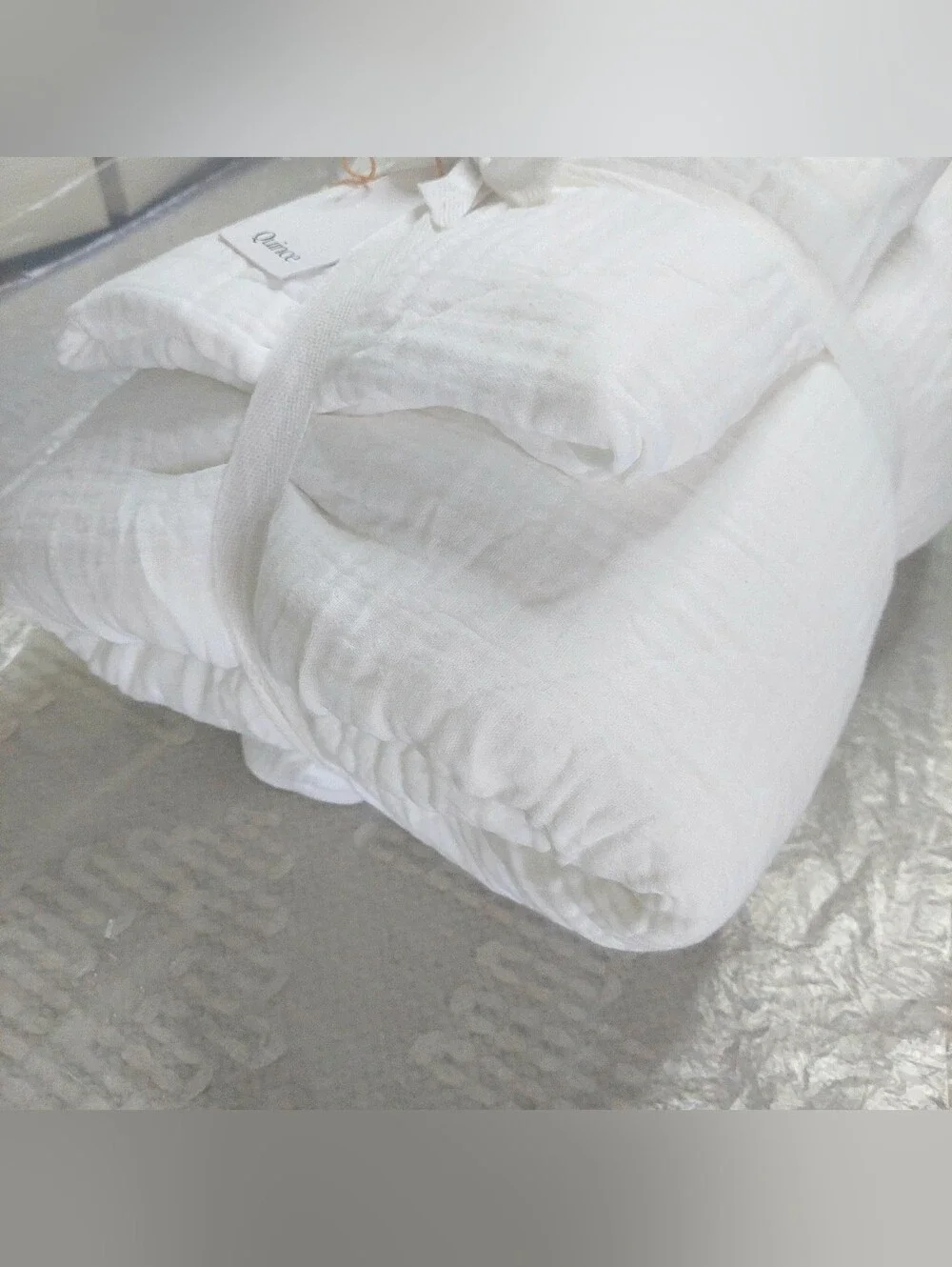 NWT! Quince Organic Cotton Airy Gauze White Duvet Cover & Sham! Twin (629)(READ)